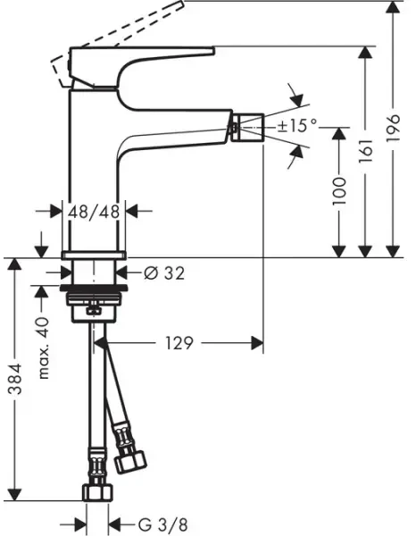 Смеситель для биде с донным клапаном, хром Hansgrohe Metropol 32520000