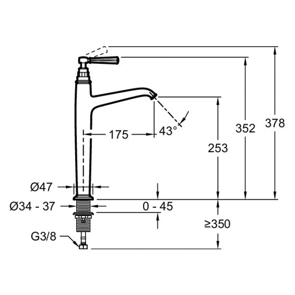 Смеситель для раковины, золото Jacob Delafon Cleo 1889 E24309-BGG