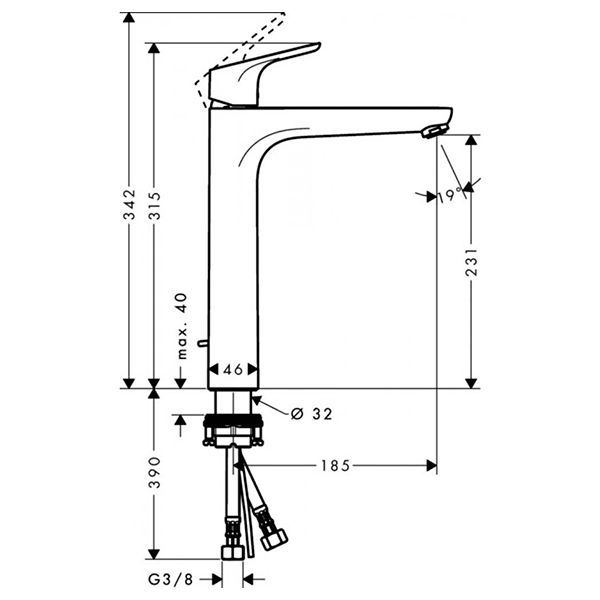Смеситель для раковины 230, с донным клапаном, хром Hansgrohe Focus 31531000