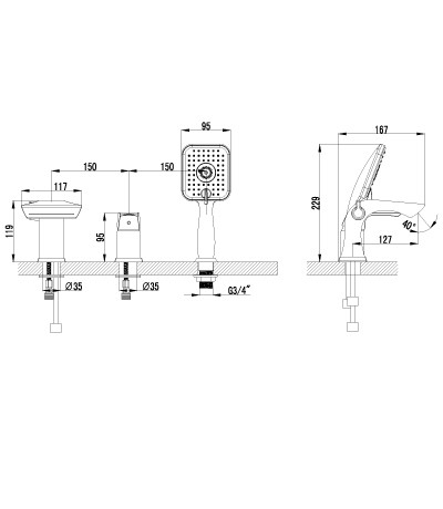 Смеситель для ванны LEMARK UNIT  -  LM4545C