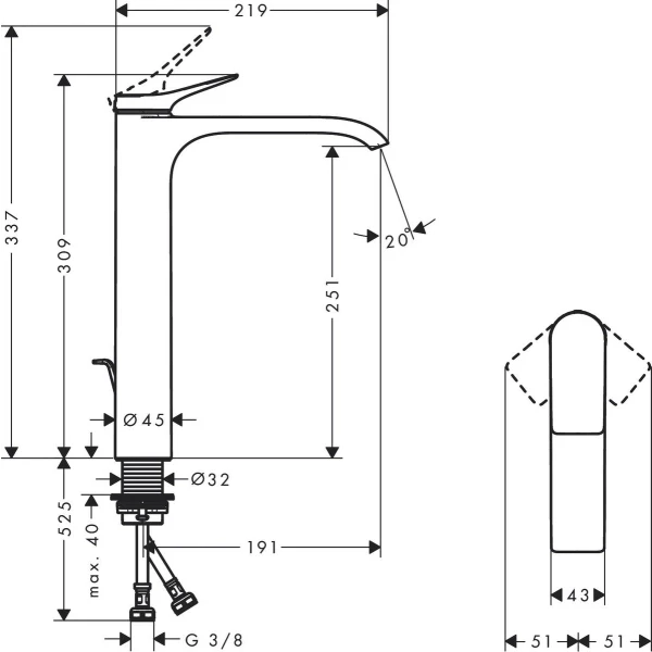 Смеситель для раковины 250, с донным клапаном, белый Hansgrohe Vivenis 75040700