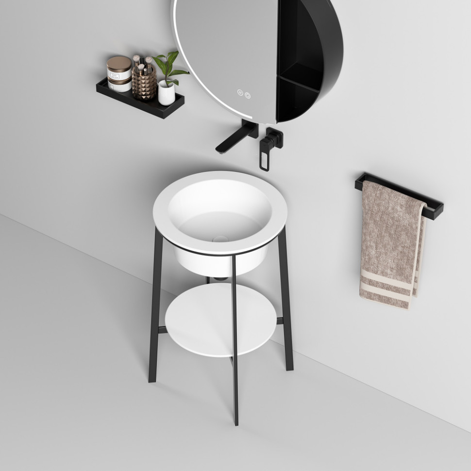 Консоль с керамической раковиной ABBER Bequem AC2130MW белый матовый