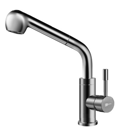 LM5076S Эксперт Смеситель для кухни с вытяжным изливом, сталь (к/к 10)