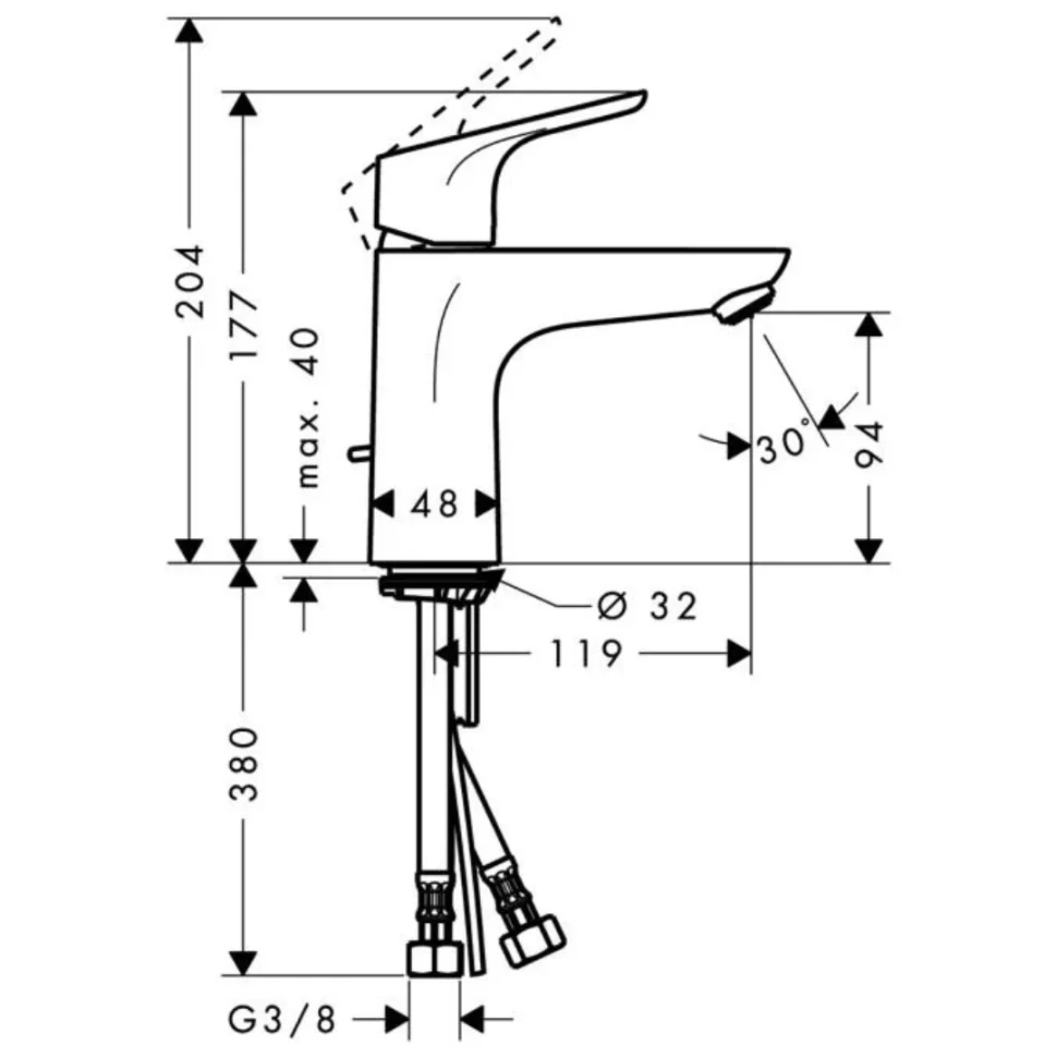Смеситель для раковины 100, с донным клапаном, хром Hansgrohe Focus 31607000