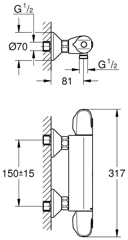 Термостат для душа, хром Grohe Grohtherm 1000 34143003