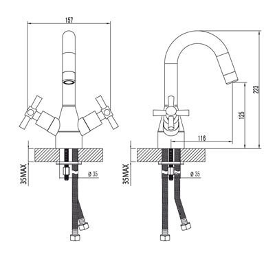 LM2207C Нео Смеситель для умывальника с поворотным изливом (к/к 8)