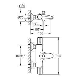 Смеситель термостатический GROHE Grohtherm 800, для ванны и душа, матовый черный (1022032430)