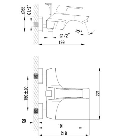 Смеситель для ванны LEMARK UNIT -  LM4502C