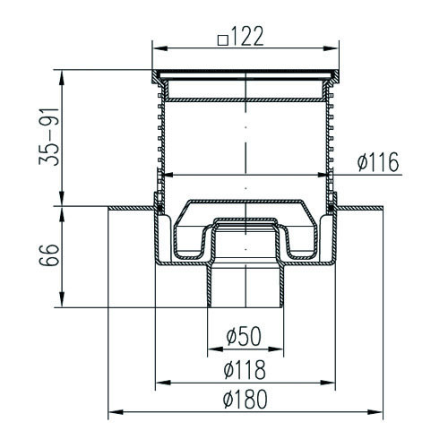 Трап точечный для пола, нижний слив MCH 420XL