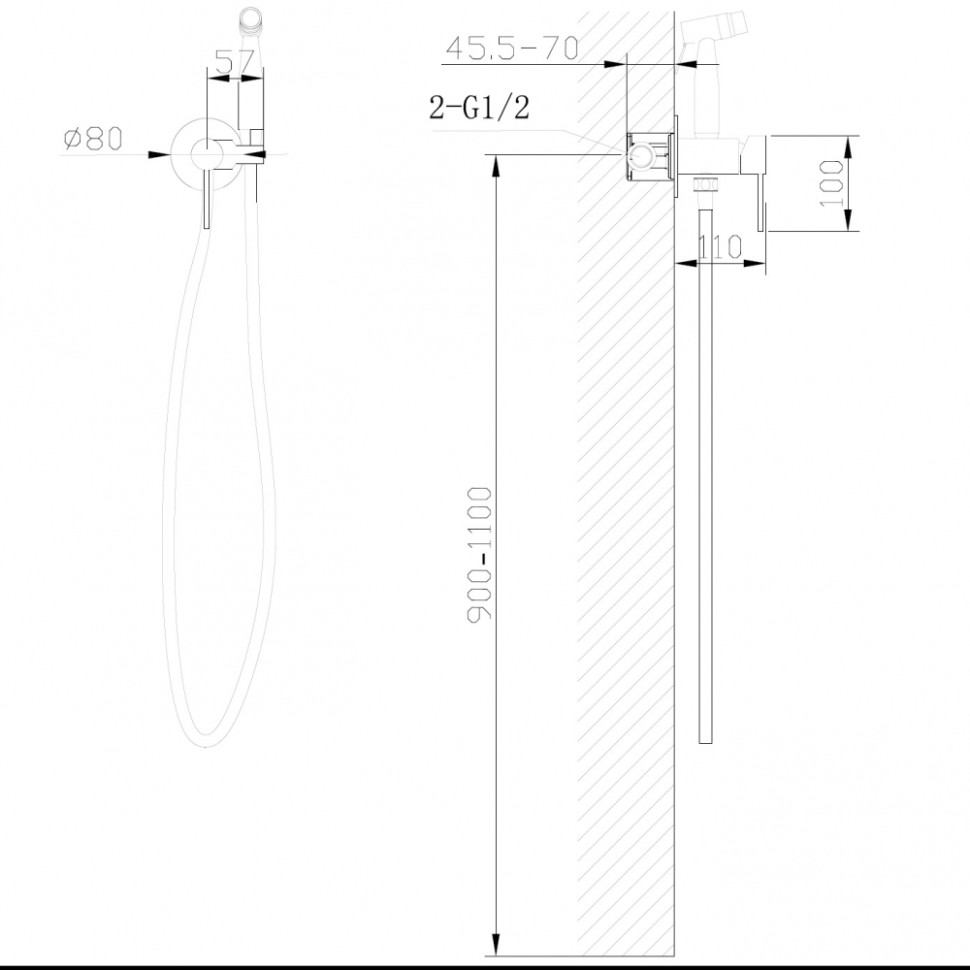 Смеситель ABBER Wasser Kreis AF8125 с гигиеническим душем, хром