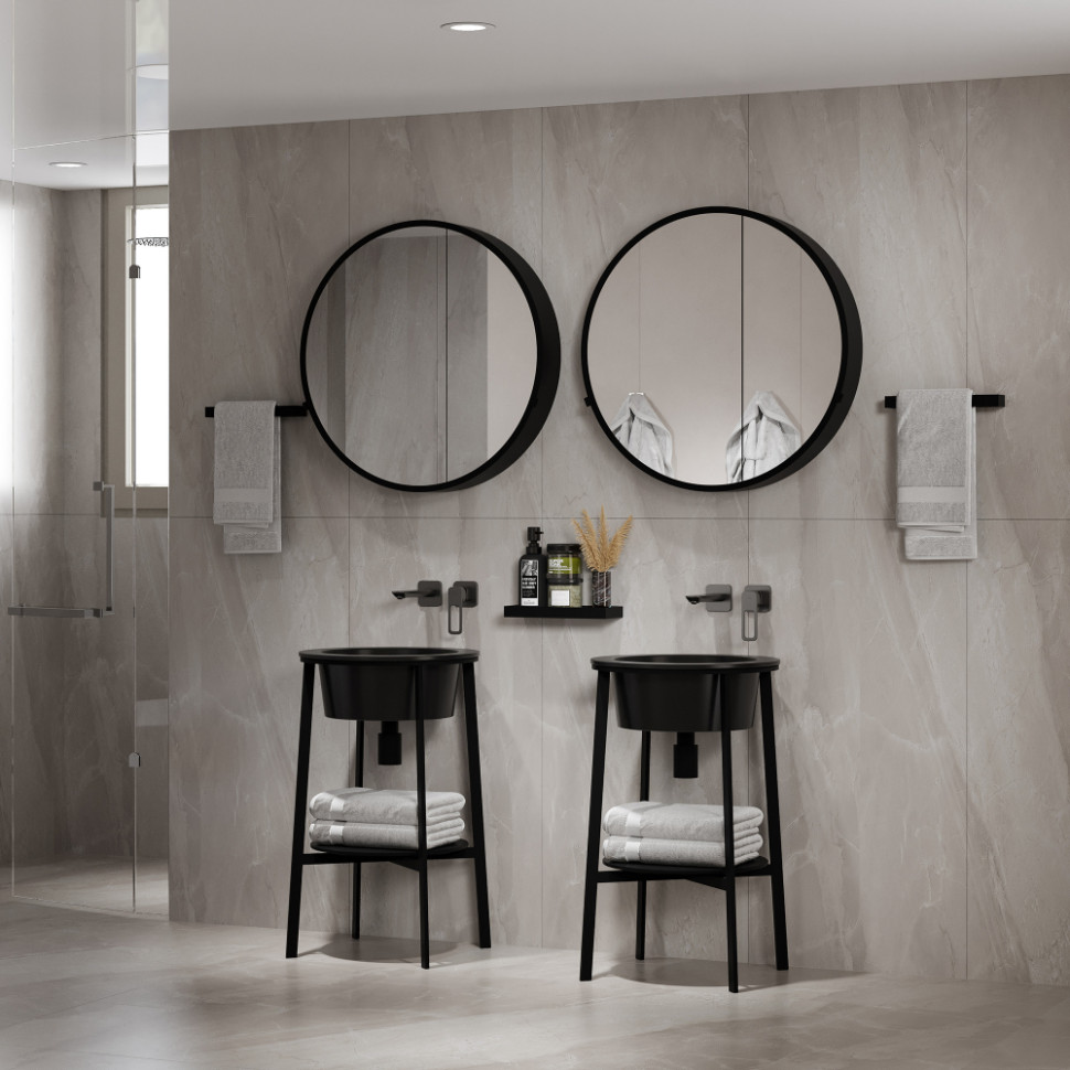 Консоль с керамической раковиной ABBER Bequem AC2130MB черный матовый