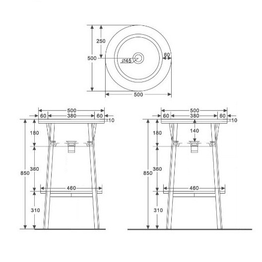 Консоль с керамической раковиной ABBER Bequem AC2130MB черный матовый