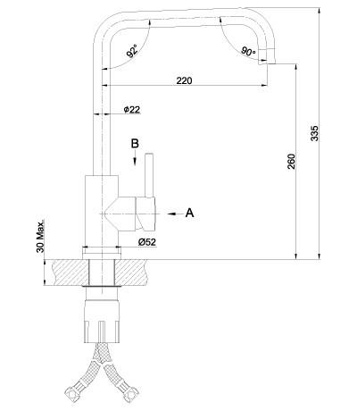 LM5077S Эксперт Смеситель для кухни с поворотным изливом, сталь