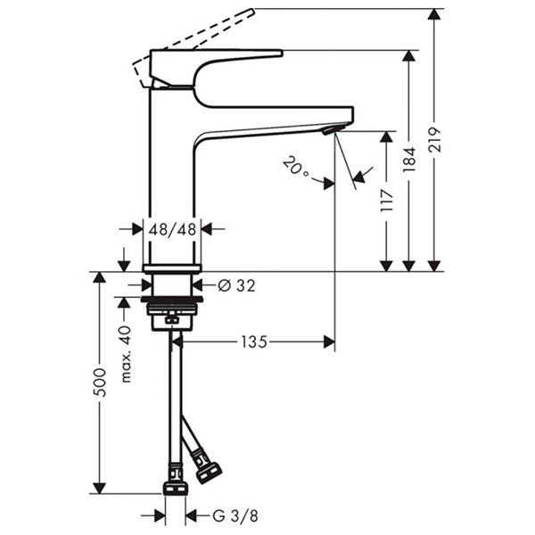 Смеситель для раковины 110, с донным клапаном, хром Hansgrohe Metropol 32507000