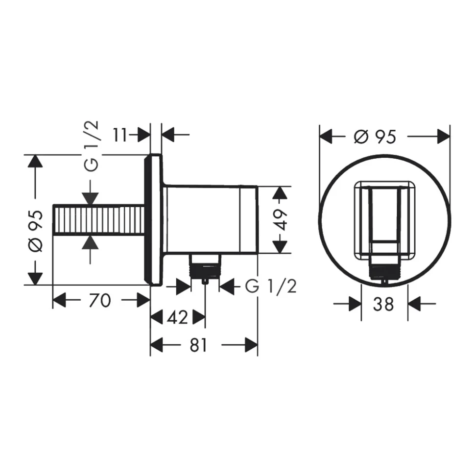 Подключение для душевого шланга с держателем, золото Hansgrohe Fixfit Porter S 26888990