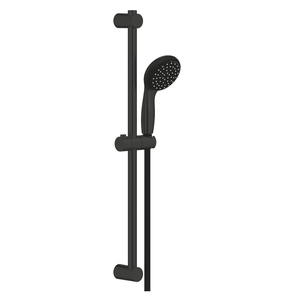 Душевой гарнитур GROHE Vitalio Start 100 ручной душ с видами струи и лимитом 5,7 л/мин, душевая штанга 600 мм, черный матовый (279482430)