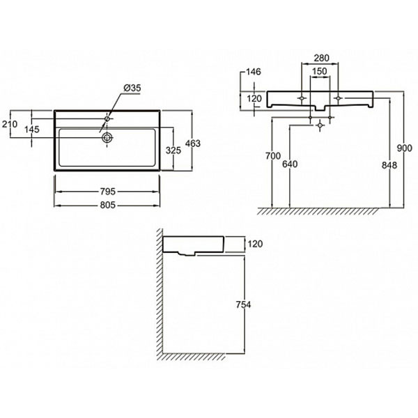 Раковина подвесная 80, черная Jacob Delafon Vivienne EXBI112-NGM