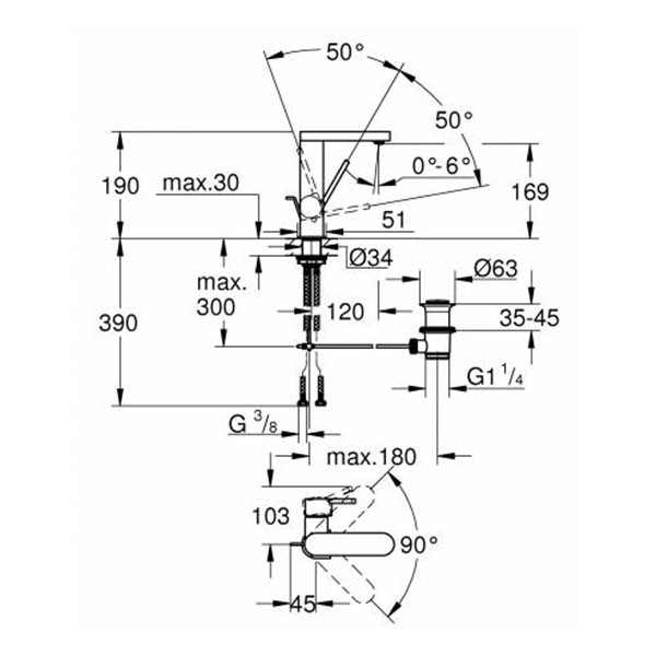 23871003 Plus Смеситель однорычажный для раковины DN 15 M-SIZE
