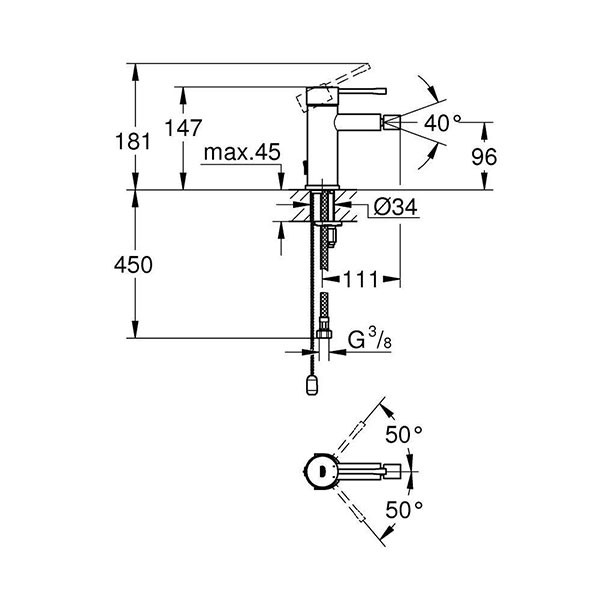 Смеситель для биде однорычажный GROHE Essence+ 32934001