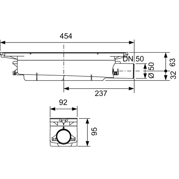 673002 ТЕСЕ Сифон стандартный DN50, ТЕСЕdrainprofile, боковой слив