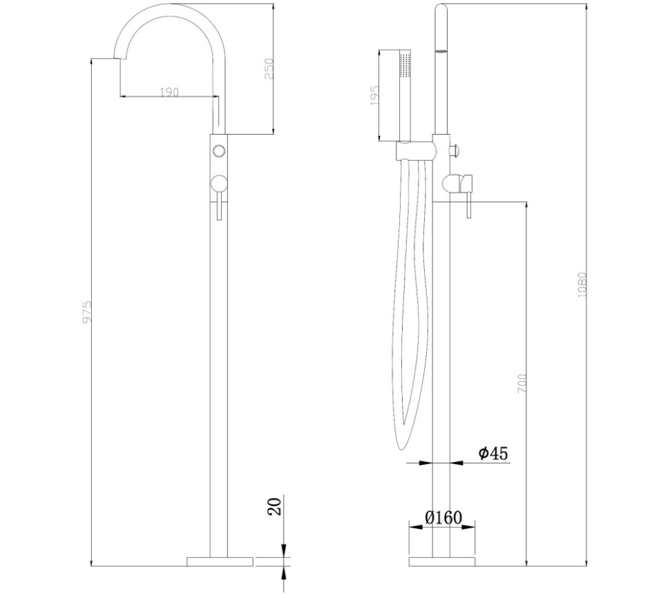 Смеситель ABBER Wasser Kreis AF8115RGN напольный для ванны, розовое золото