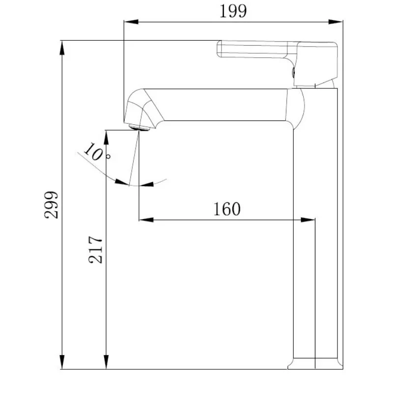 Смеситель для раковины, черный VODA Column Black CLM25B