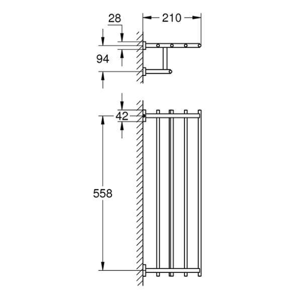 Держатель для полотенца 600х210, хром Grohe Essentials Cube 40512000