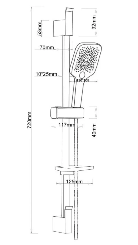 Душевой гарнитур, черный ESKO SSS1303SQBlack