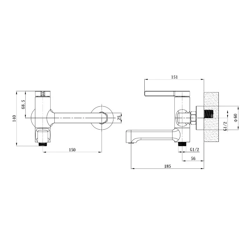 Смеситель для ванны, хром ESKO Canberra CR54-2