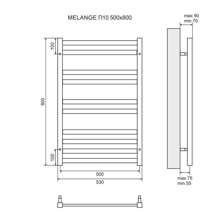 Полотенцесушитель водяной Lemark Melange - LM49810W (П10 500x800), белый