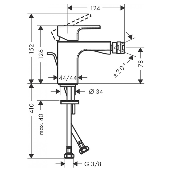 Смеситель для биде с донным клапаном, черный Hansgrohe Vernis Shape 71211670