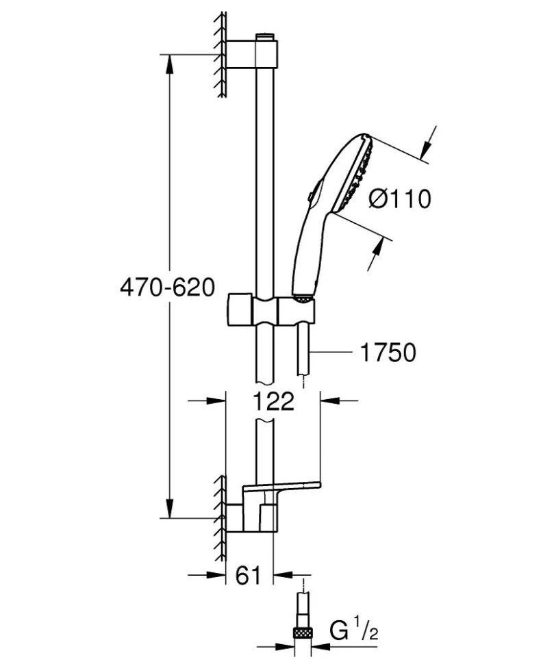 Набор для ручного душа GROHE Tempesta 110, 2 режима струи, хром (26638003)