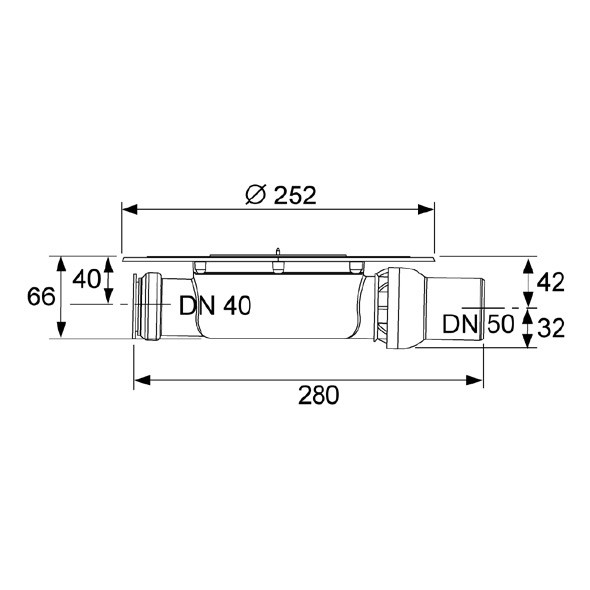 3601400 сифон TECE drainpoint S, низкий, с универсальным фланцем, горизонтальный DN50