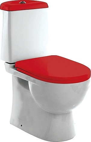Унитаз компакт BEST Color Red SL DM (красное сидение, крышка) дюропласт, soft close, clip up
