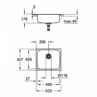 Мойка K200, с корзинчатым вентилем, нержавеющая сталь Grohe 31719SD0