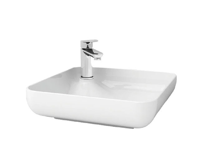 PU3700 Накладная раковина-чаша квадратная 400x400x120 с отв. под смеситель белая HDA057