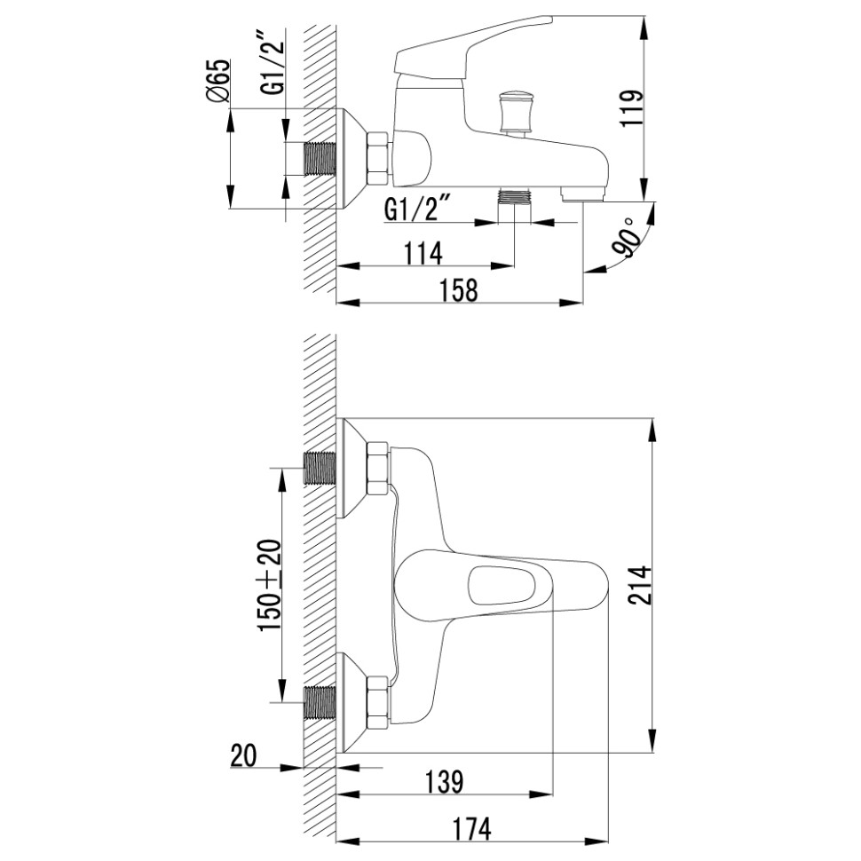 Смеситель для ванны LEMARK OMEGA  -  LM3102C