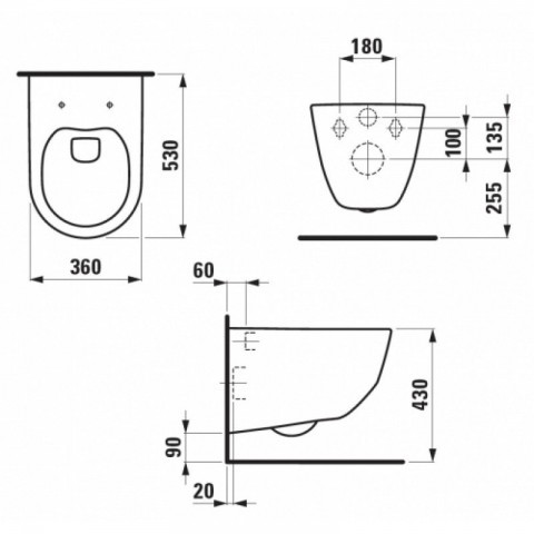 Унитаз подвесной, безободковый Laufen Pro 8209660000001