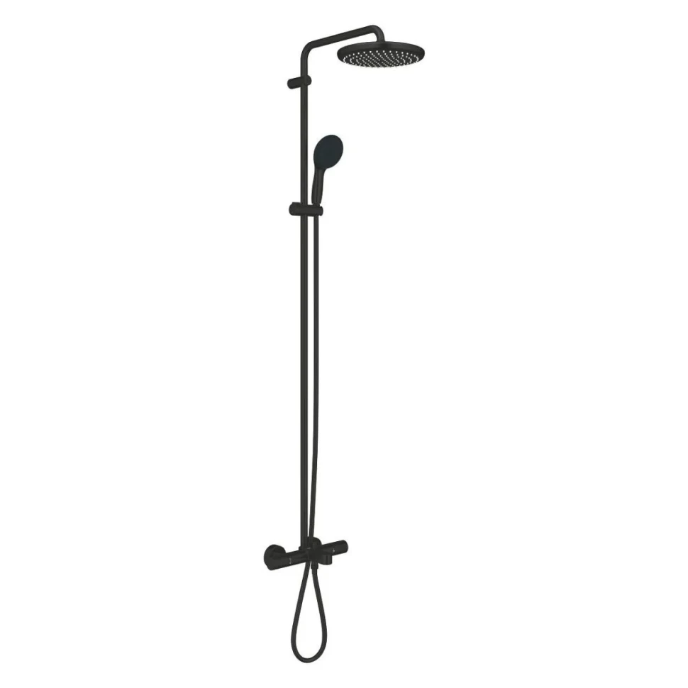 Душевая система GROHE Tempesta System 250 с термостатом для ванны, настенный монтаж, матовый черный (266722431)