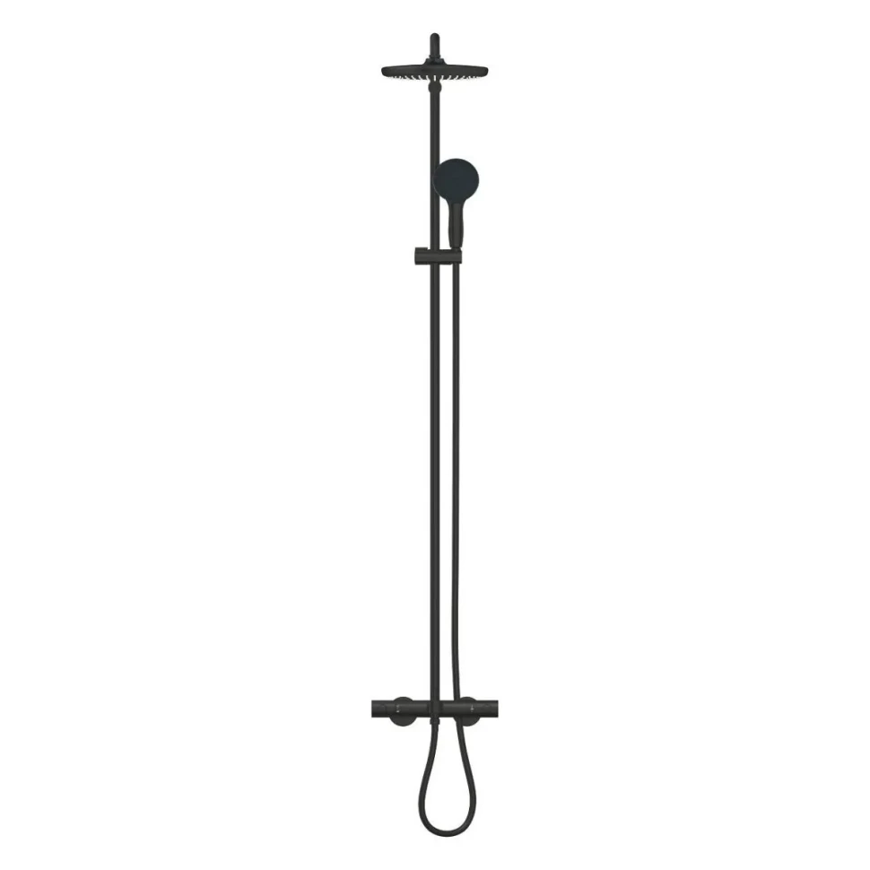 Душевая система GROHE Tempesta System 250 с термостатом для ванны, настенный монтаж, матовый черный (266722431)