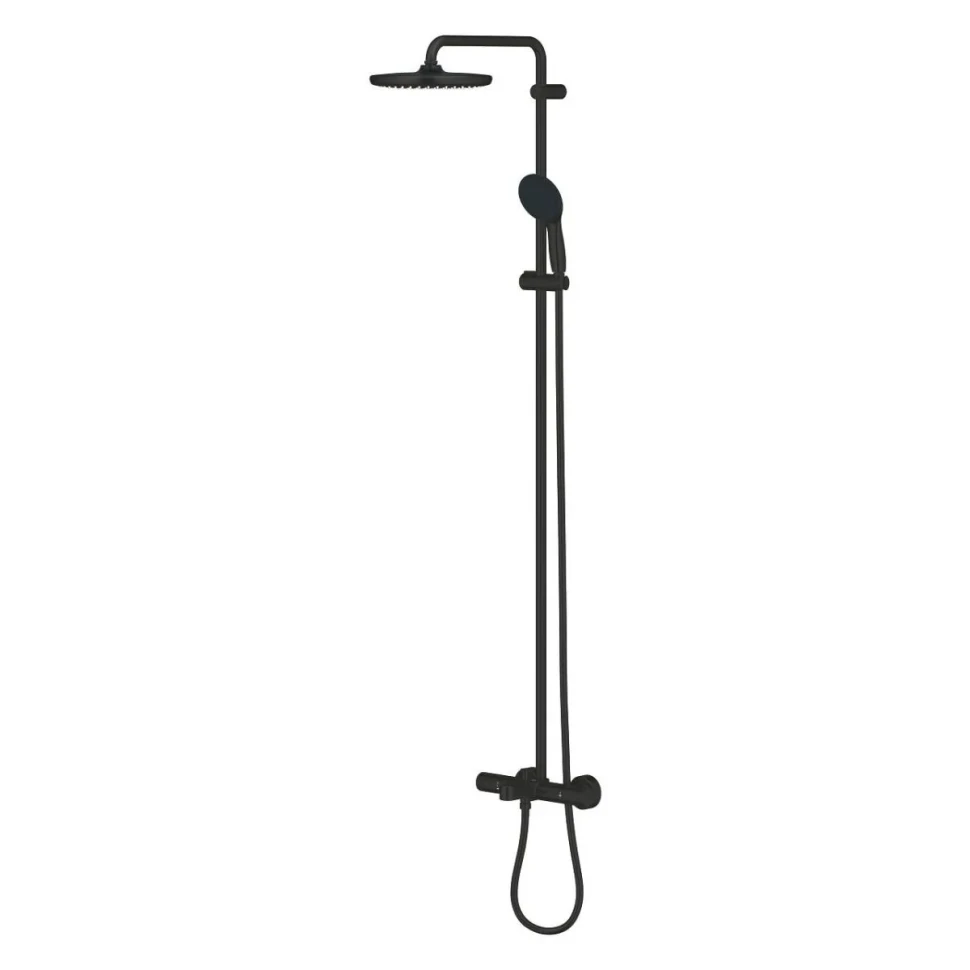 Душевая система GROHE Tempesta System 250 с термостатом для ванны, настенный монтаж, матовый черный (266722431)