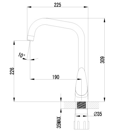 LM3355C Прамэн Смеситель для кухни с высоким поворотным изливом , хром (к/к 8)