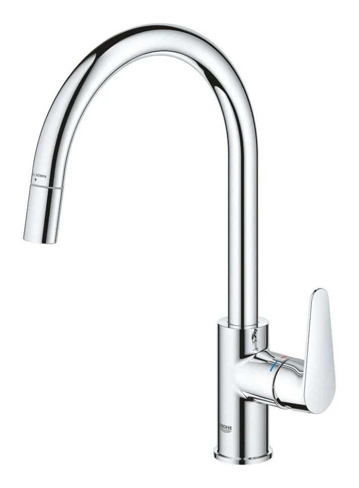 Сместель для мойки GROHE BauCurve однорычажный 1/2″, DN 15, хром (30547000)