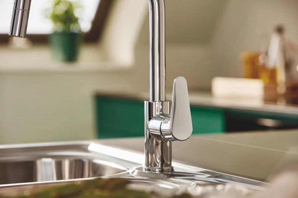 Сместель для мойки GROHE BauCurve однорычажный 1/2″, DN 15, хром (30547000)