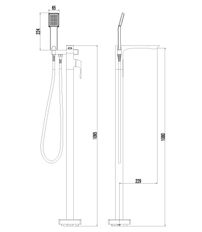 Смеситель для ванны напольный LEMARK UNIT  -  LM4544C