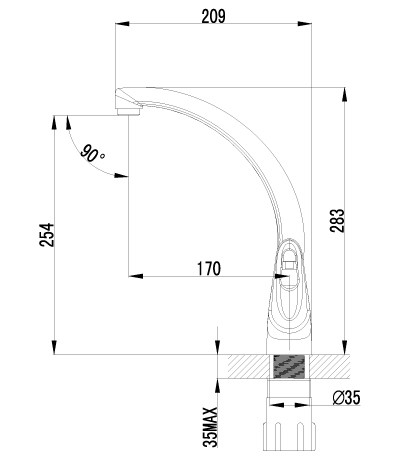 LM4155C Луна Смеситель для кухни с высоким поворотным изливом, хром (к/к 8)