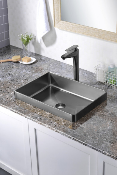 Раковина встраиваемая сверху ABBER Wasser Kreis AF2401GM оружейная сталь