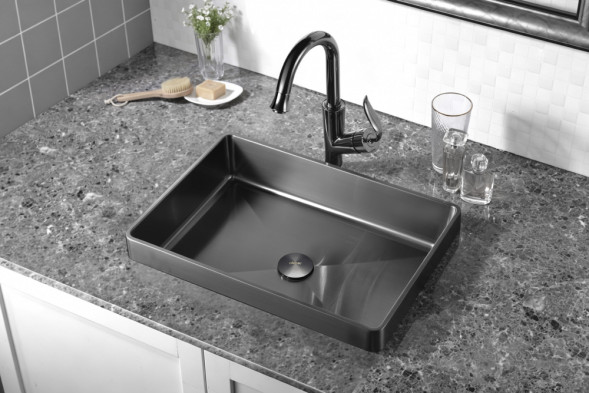 Раковина встраиваемая сверху ABBER Wasser Kreis AF2401GM оружейная сталь