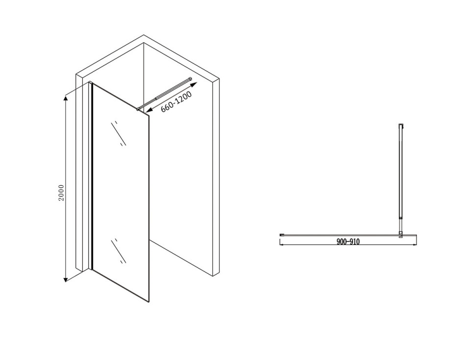 Душевая перегородка ABBER Immer Offen AG61090B
