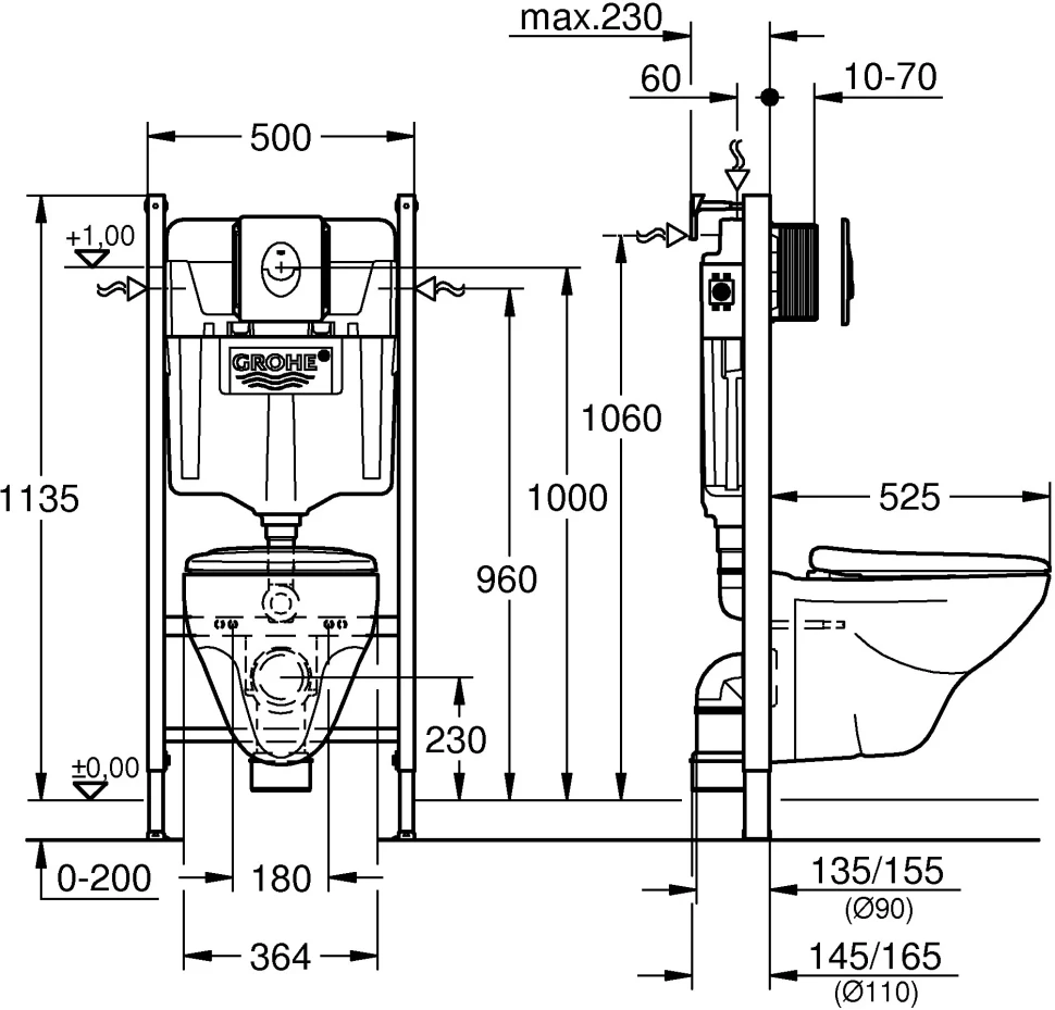 Solido 5 in1 with ceramic WC 3-6l 1,13m